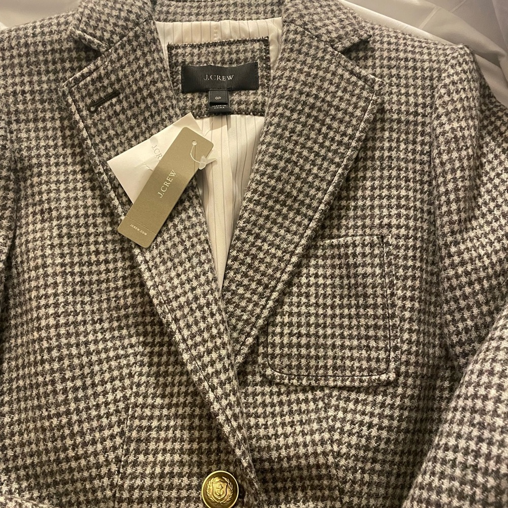 Women's Blazer tan brown size petite 0 Jcrew wool fully lined brand new - Picture 5 of 7